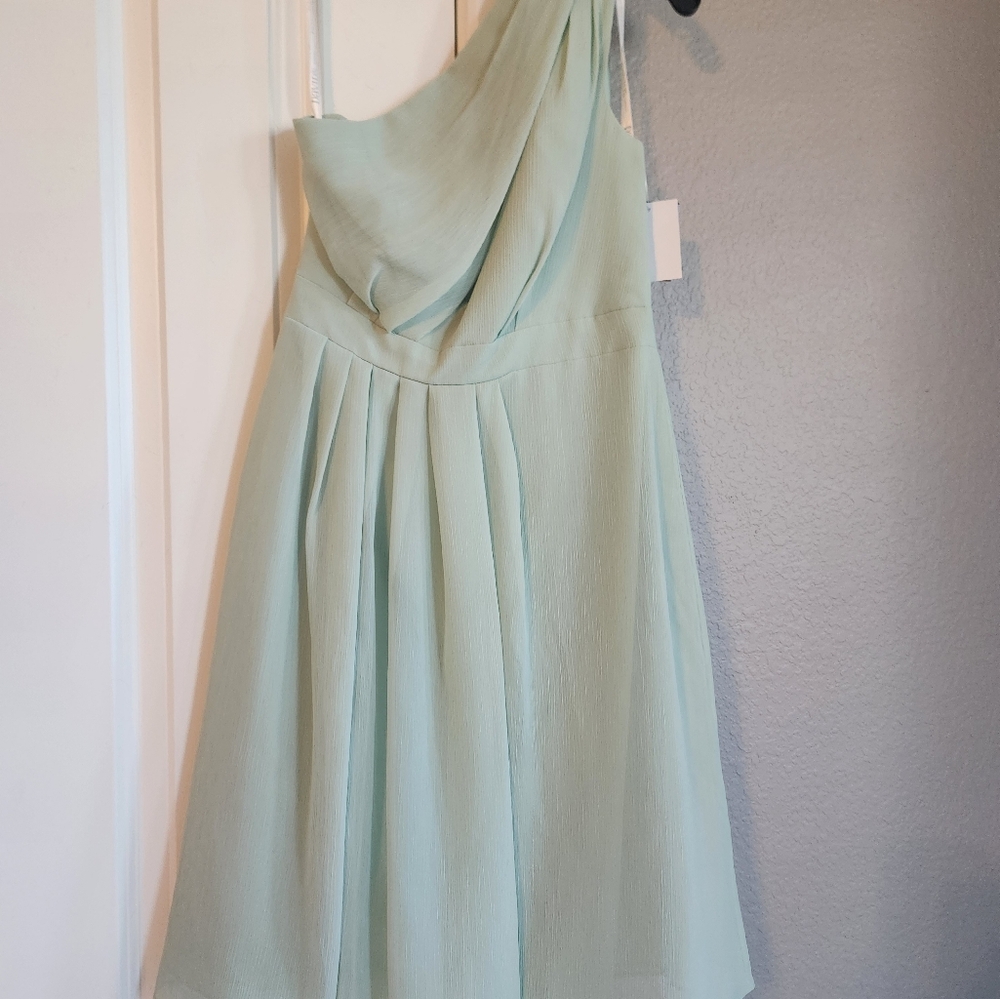 David's Bridal one shoulder bridesmaid dress in meadow color, size 6